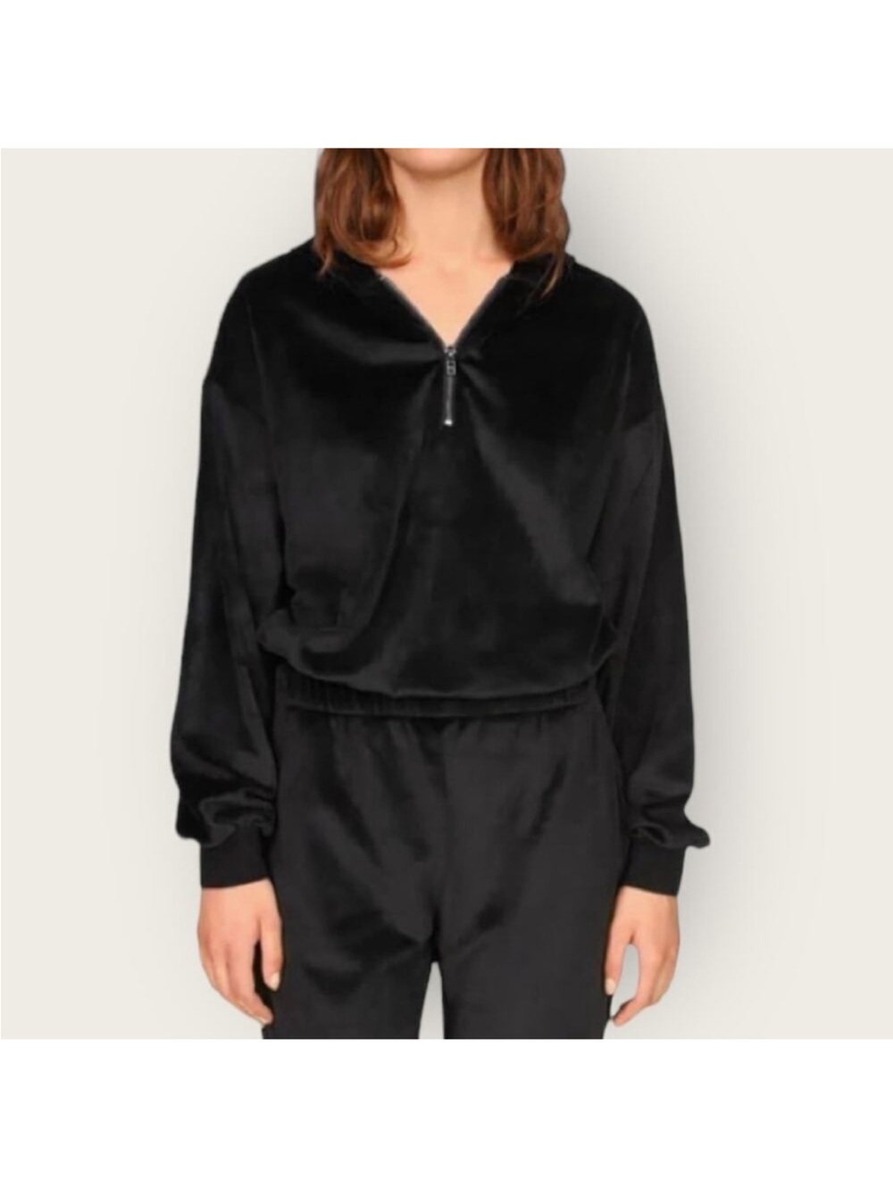 Sanctuary Black Velour Zip Hoodie - SZ M